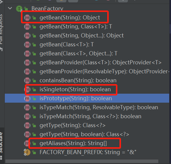 BeanFactory类方法结构图